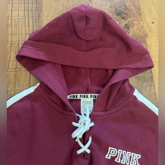 PINK by Victoria’s Secret lattice lace up hoodie & jogger pants 2 piece Sz small - Picture 3 of 14